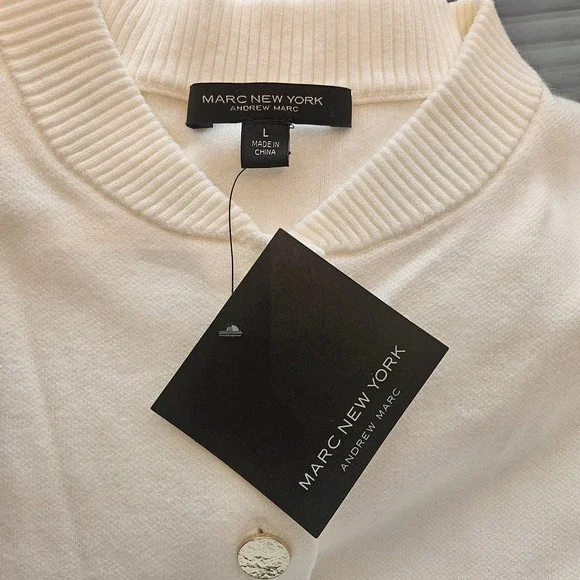 Marc New York Ladies Ivory Classic Cardigan Sweater With Gold Buttons - NWT - Picture 11 of 13